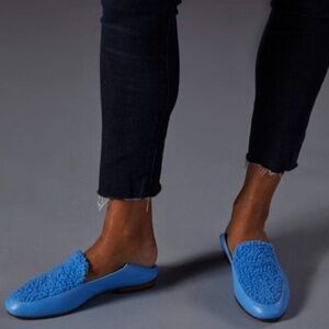 Vionic Frieda Blue Sherpa Loafers Mules Sz 10
